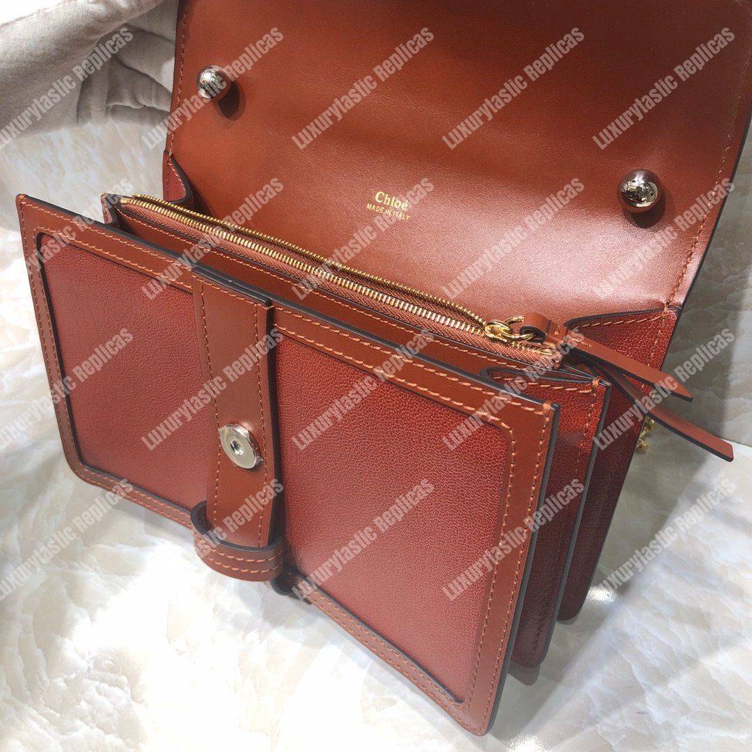 Chloe Aby Chain Shoulder Bag In Shiny Goatskin And Calfskin Red