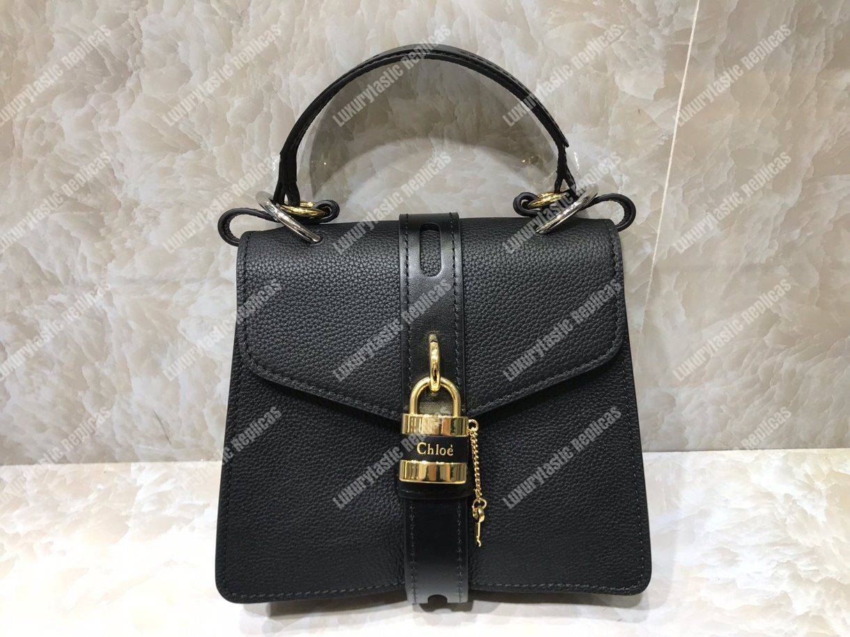 Chloe Medium Aby Day Shoulder Bag In Grained And Shiny Calfskin Black