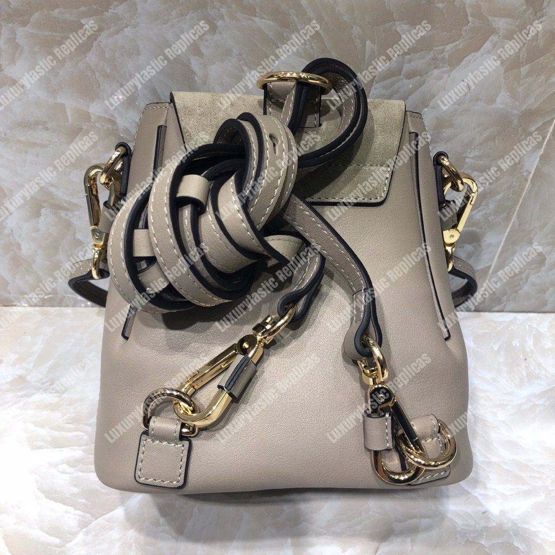Chloe Mini Faye Backpack In Smooth And Suede Calfskin Grey