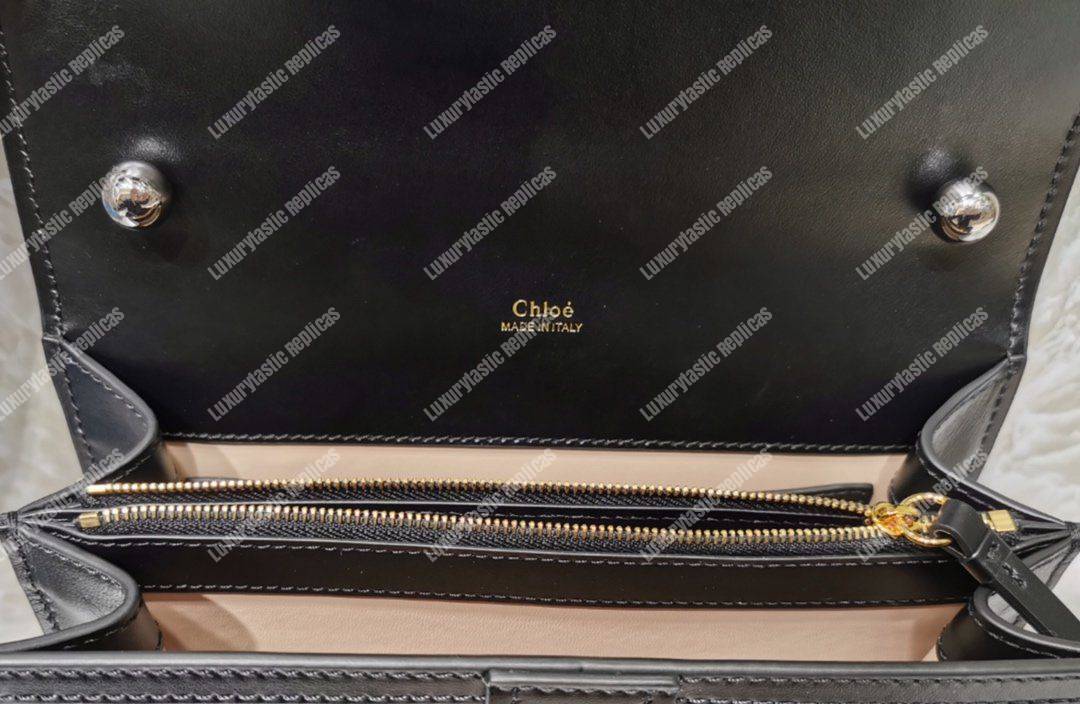Chloe Aby Chain Shoulder Bag In Shiny Goatskin And Calfskin Black