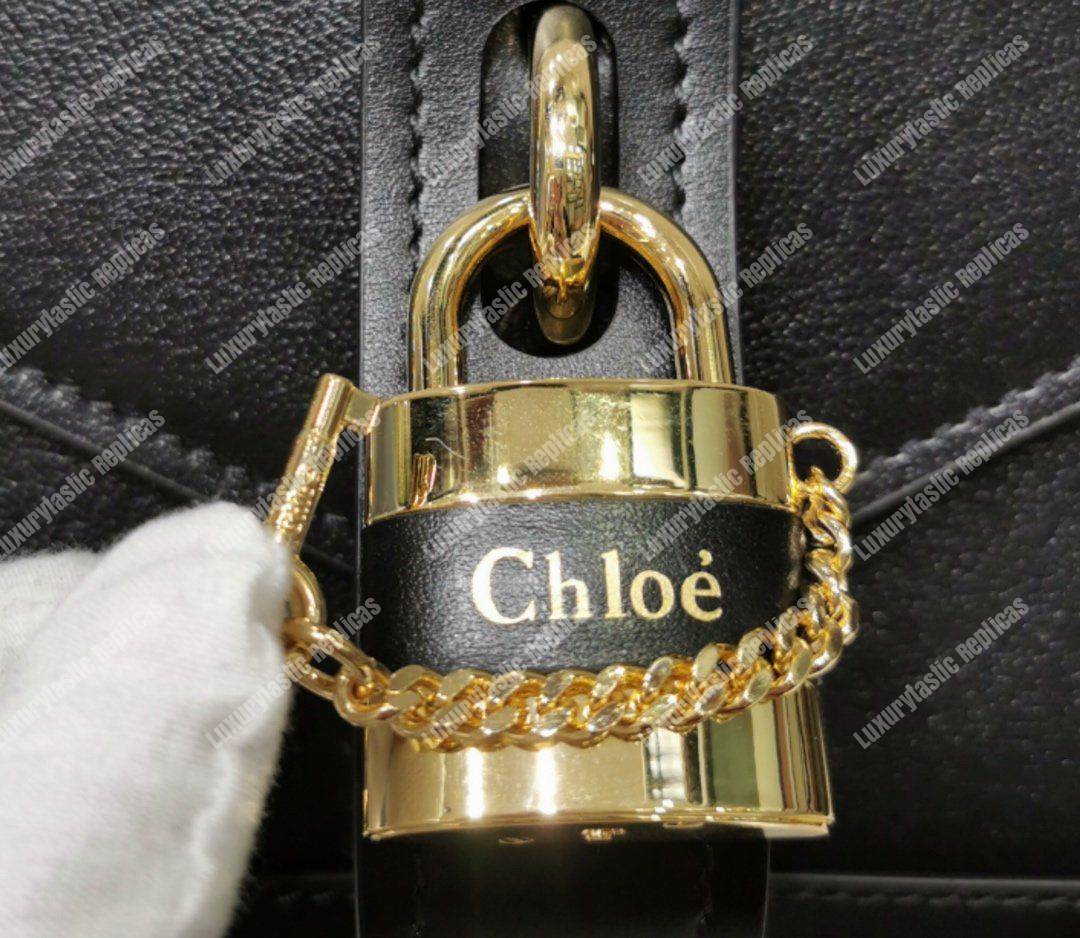 Chloe Aby Chain Shoulder Bag In Shiny Goatskin And Calfskin Black