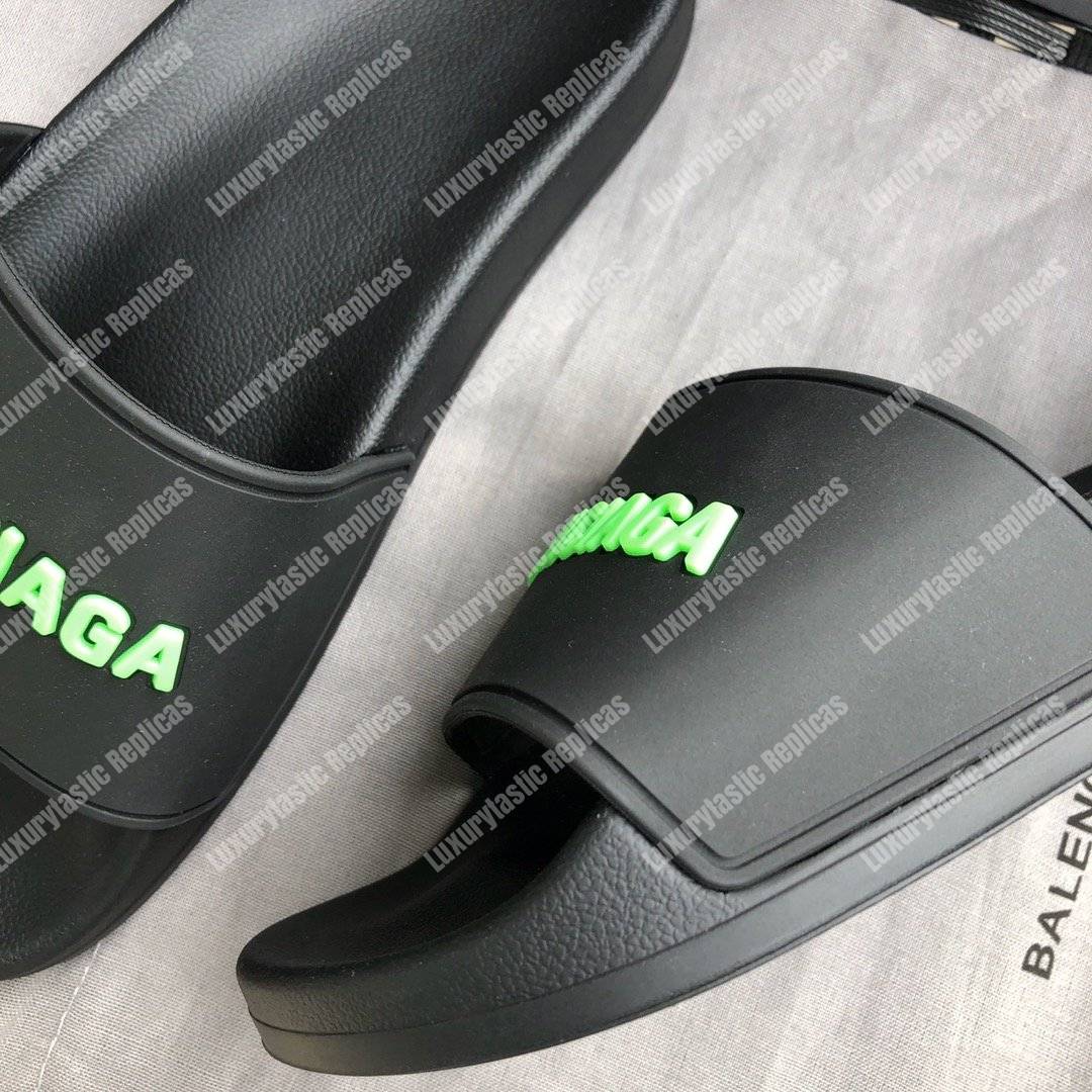 Ba*len*cia*ga pool slide sandal black/fluo green