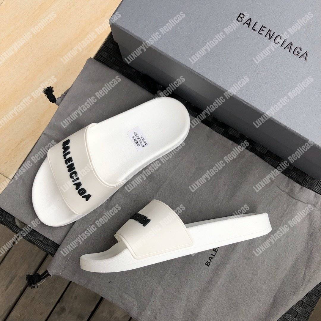 Ba*len*cia*ga pool slide sandal white/ black