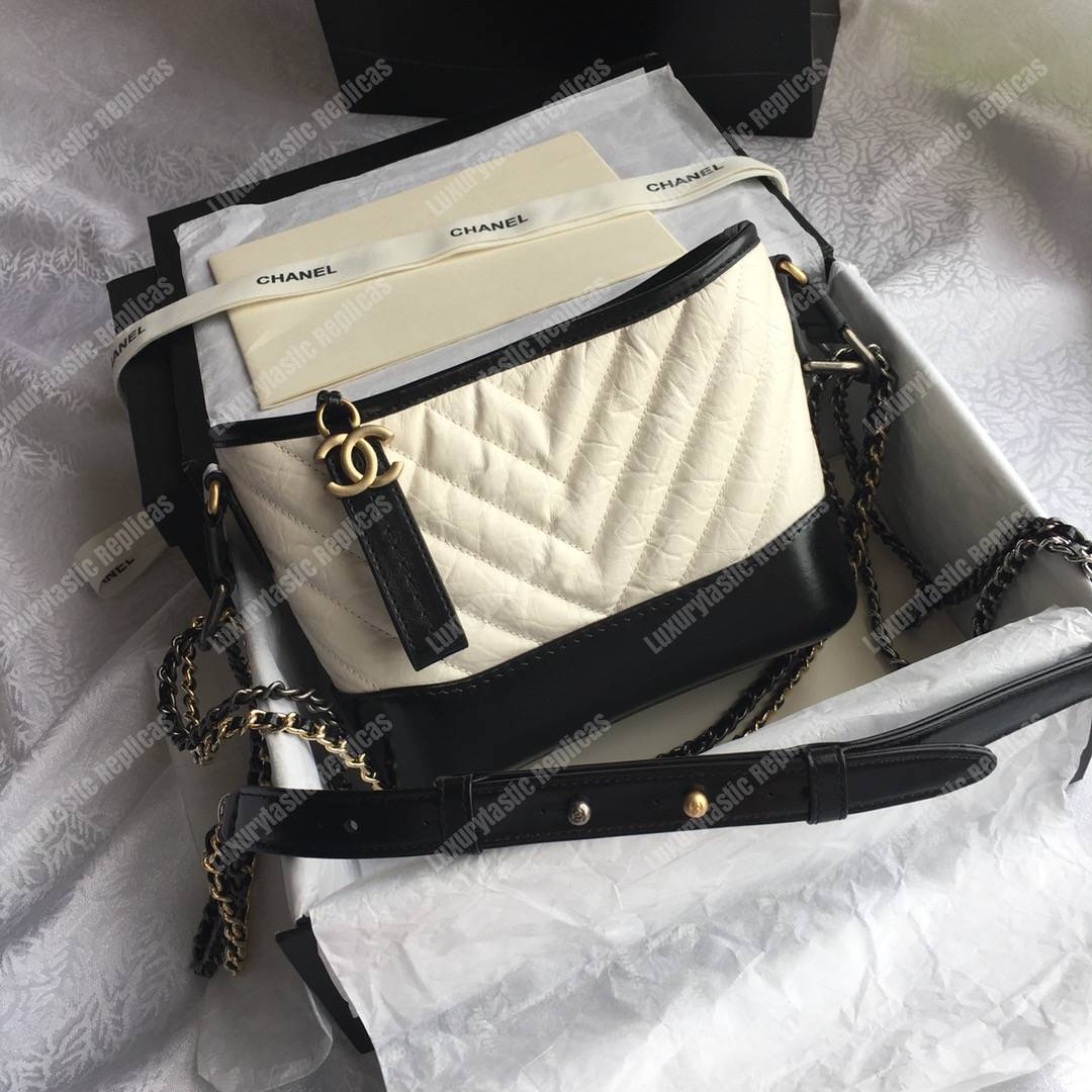 Ch*el’s gabrielle small hobo bag white