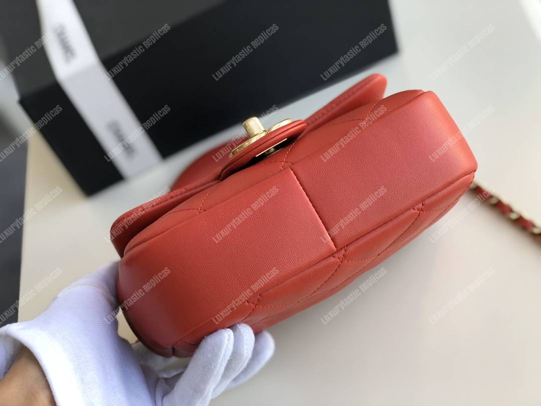 Ch*el small flap bag lambskin red