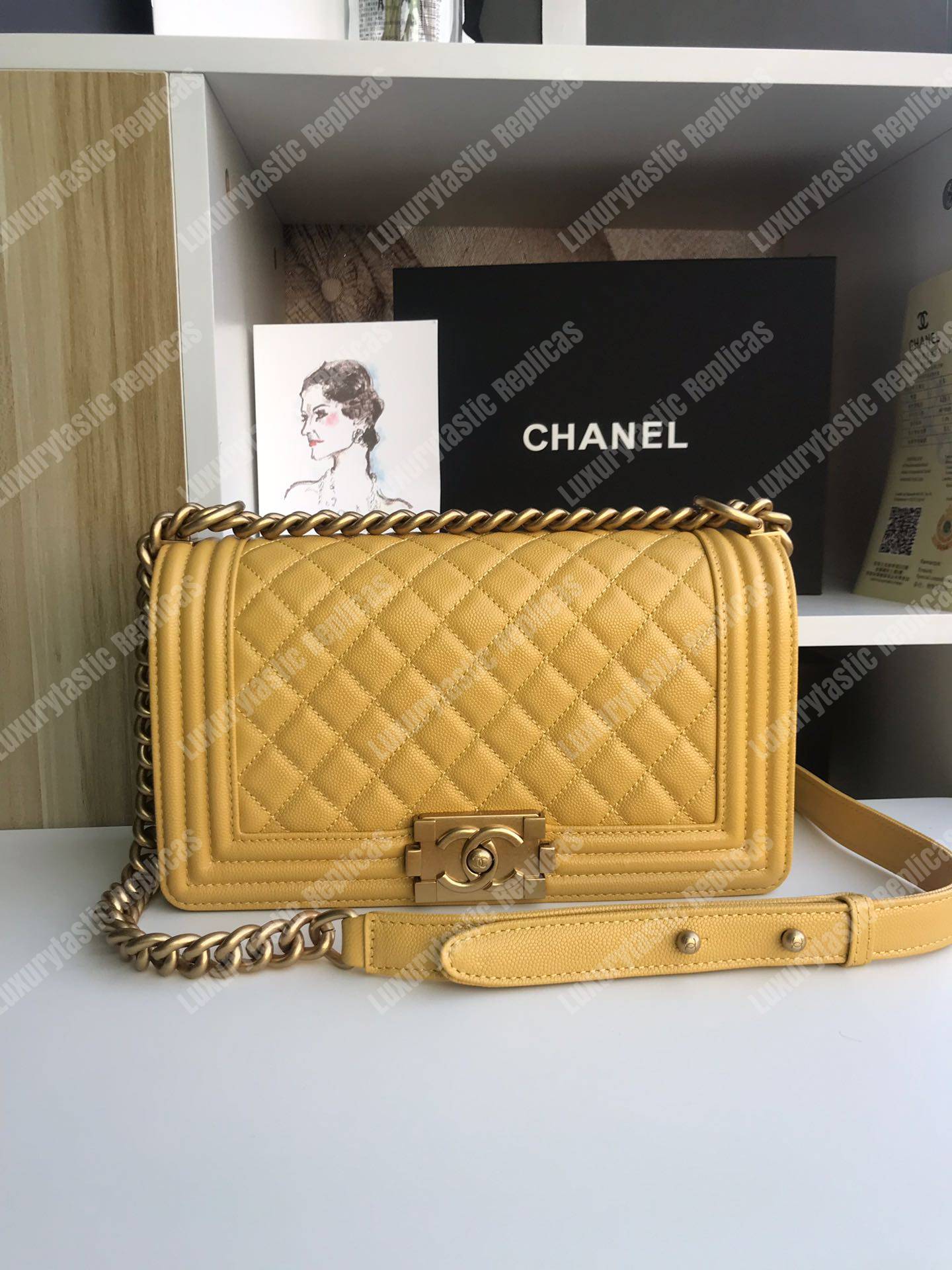 Ch*el boy medium handbag yellow