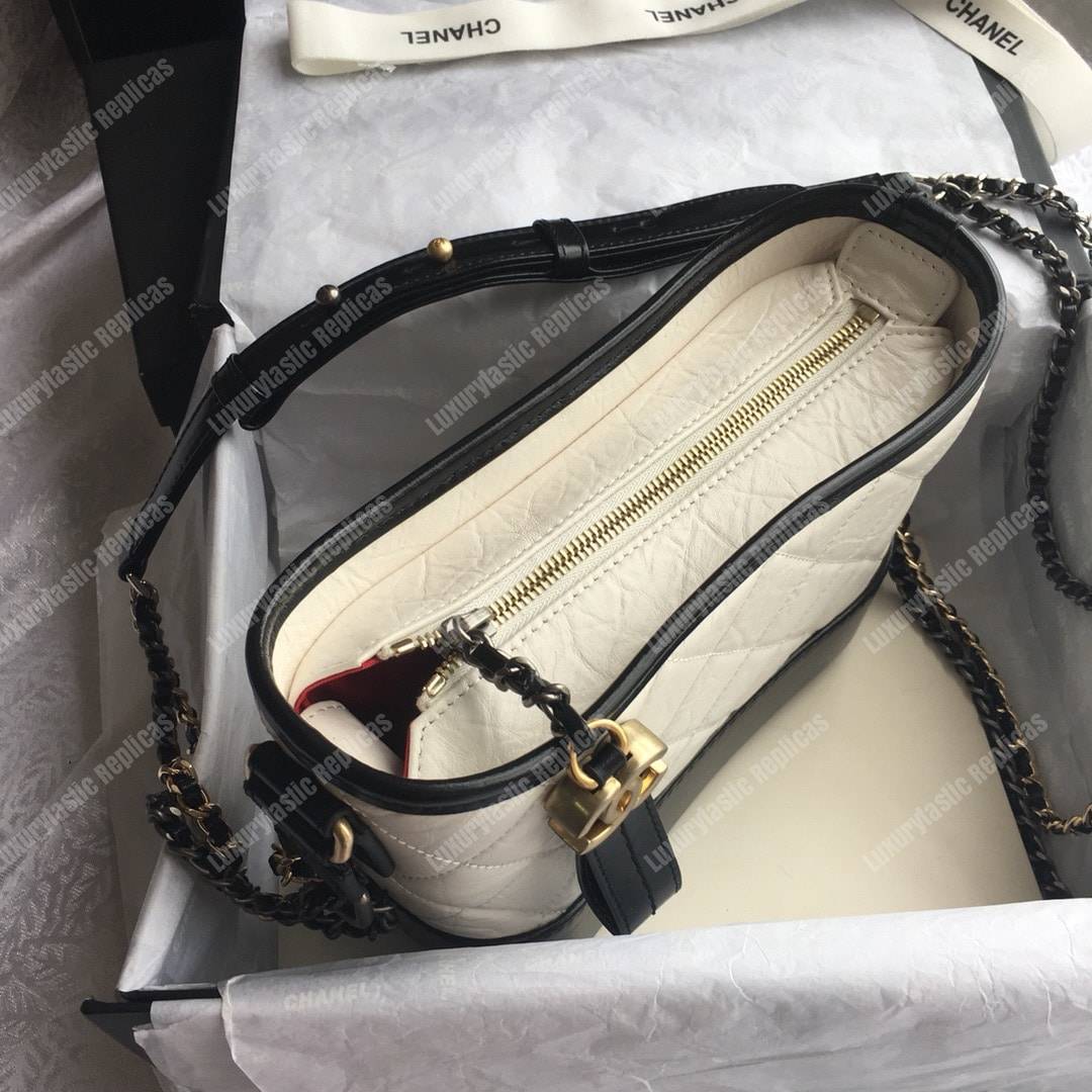 Ch*el’s gabrielle small hobo bag white