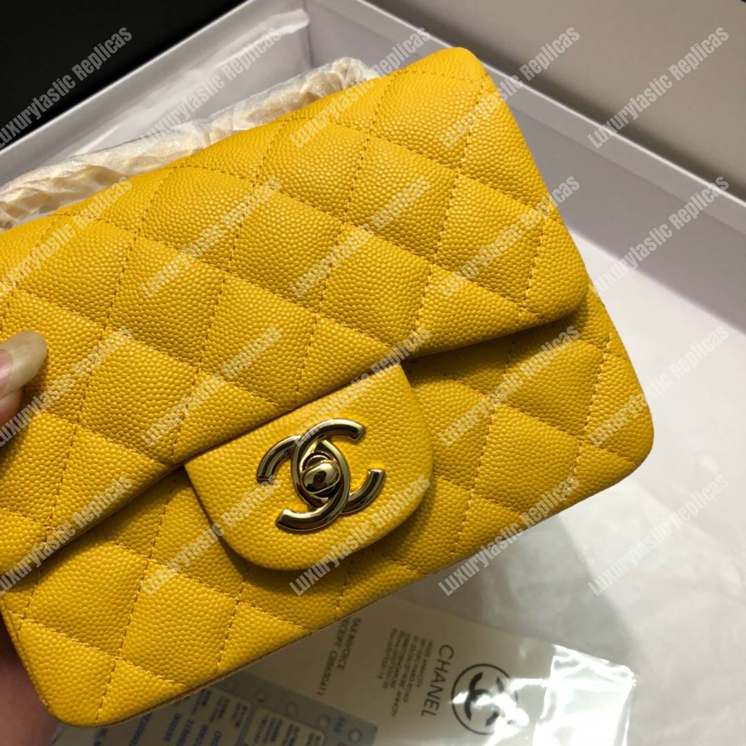 Ch*el mini flap bag yellow