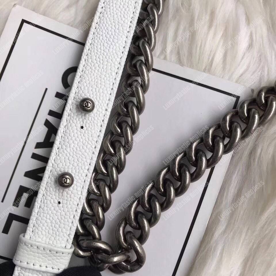 Ch*el boy medium handbag white