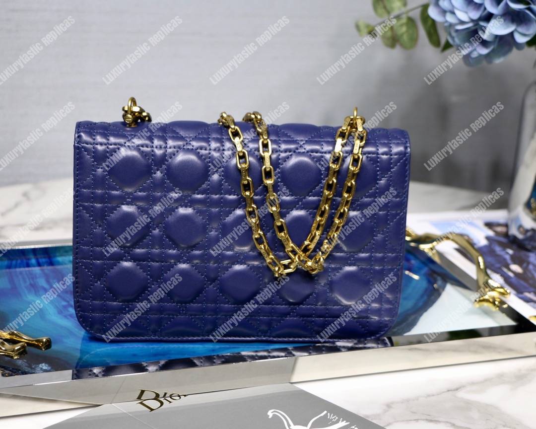 D*or lambskin D*oraddict flap bag blue