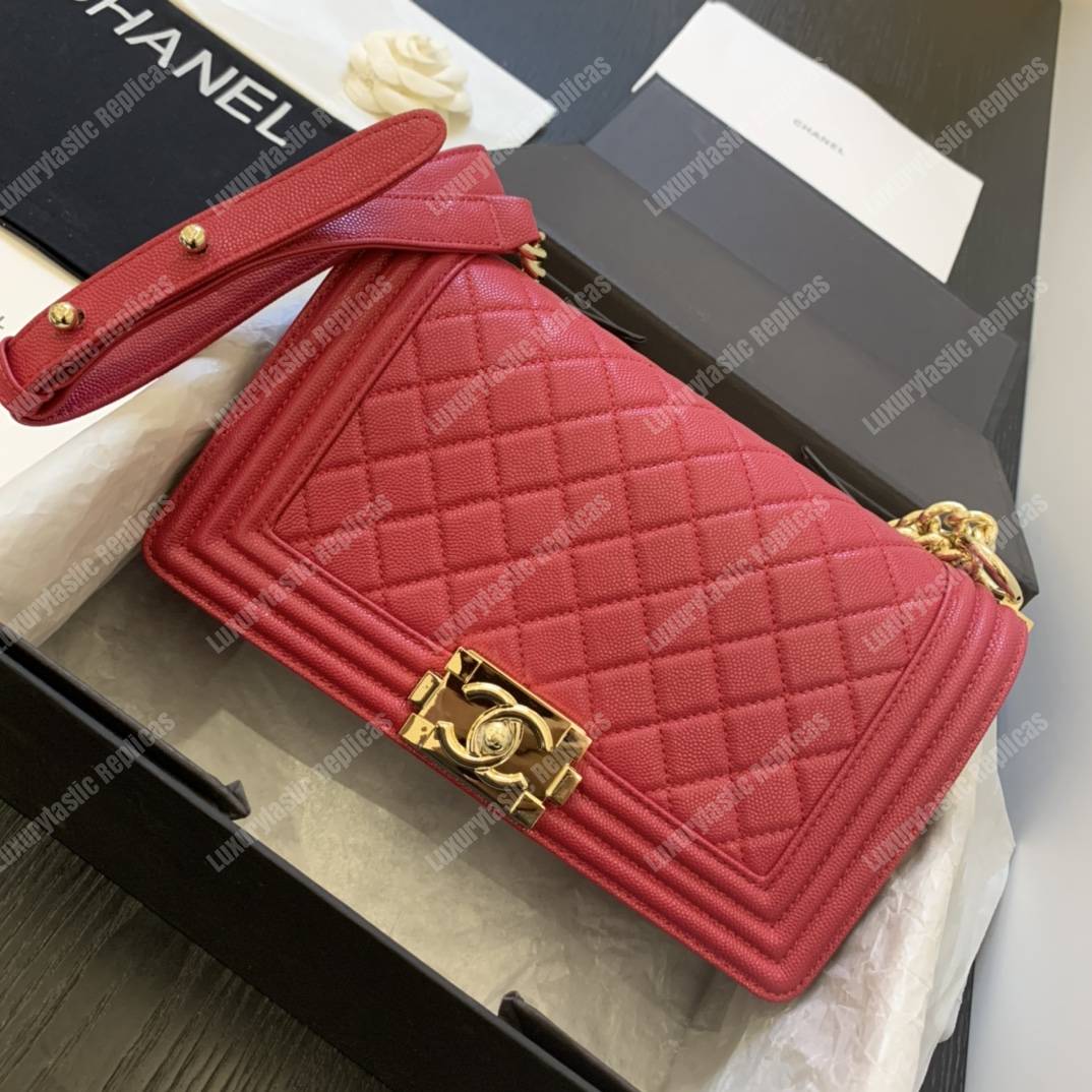 Ch*el boy medium handbag red