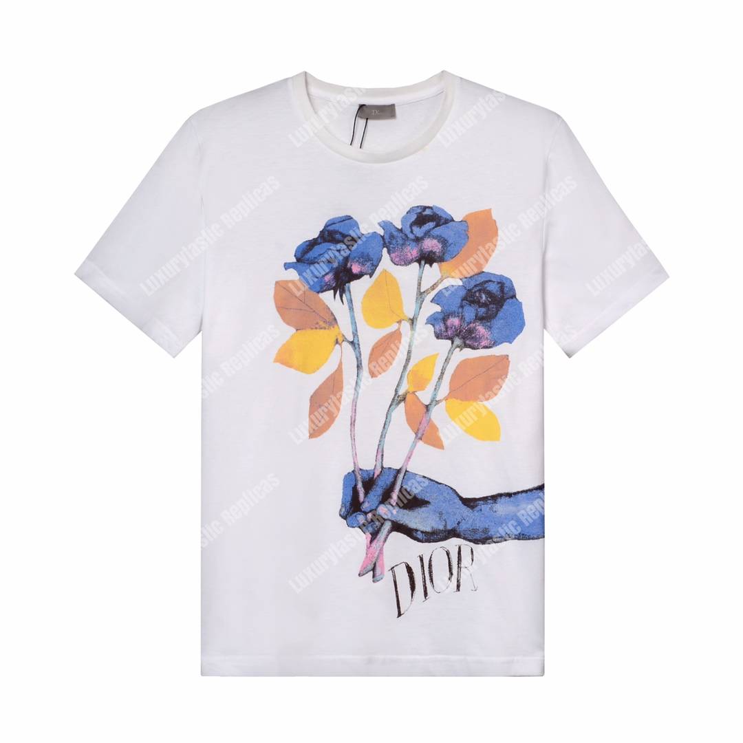 D*or alex foxton rose logo white cotton t-shirt