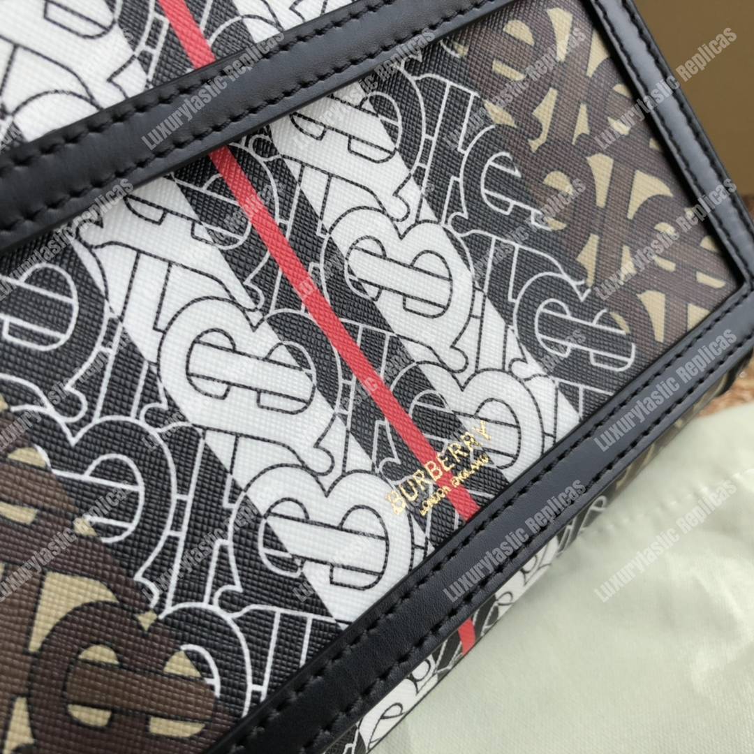B**rry mini monogram stripe e-canvas pocket bag bridle brown
