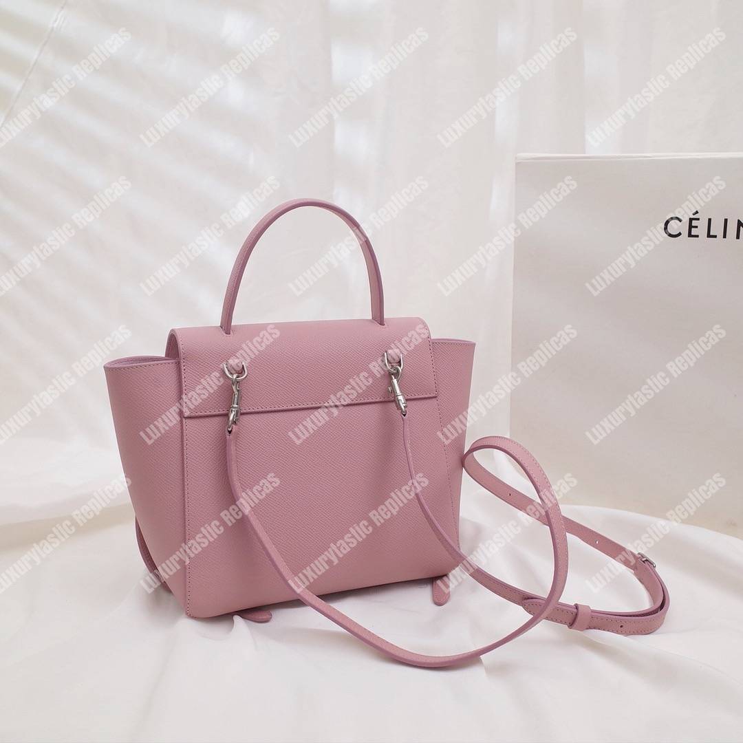 Ce**e nano belt bag in grained calfskin vintage pink