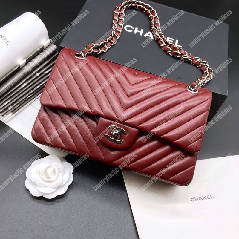 Ch*el classic medium handbag burgundy