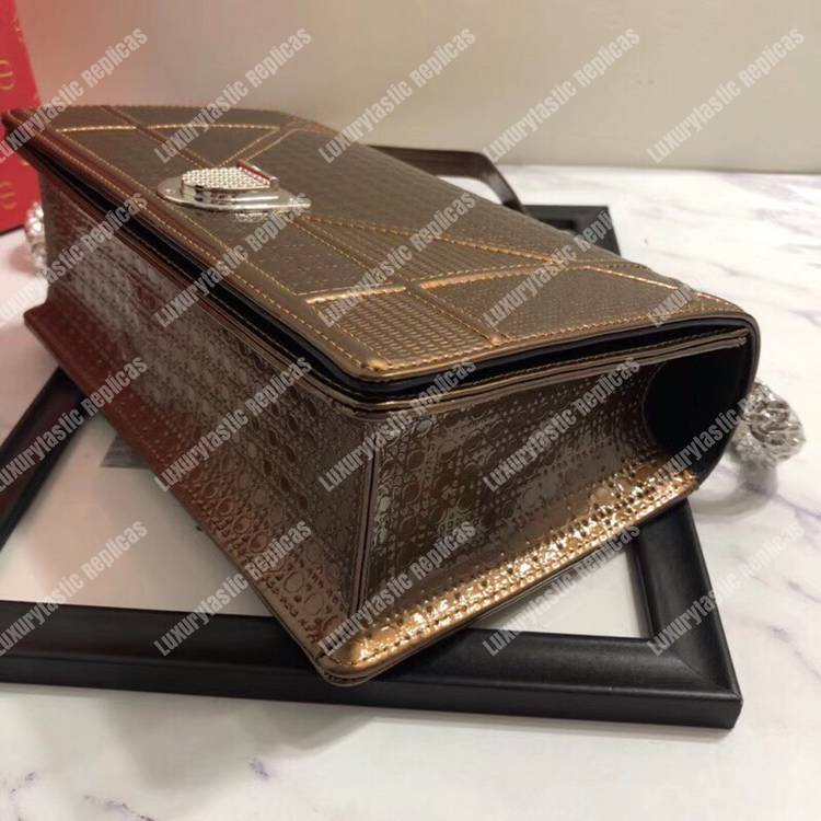 D*orama dark gold-toned metallic calfskin flap bag