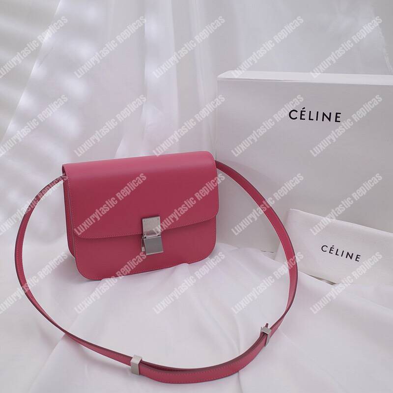 Ce**e medium classic bag in box calfskin red/silver hardware