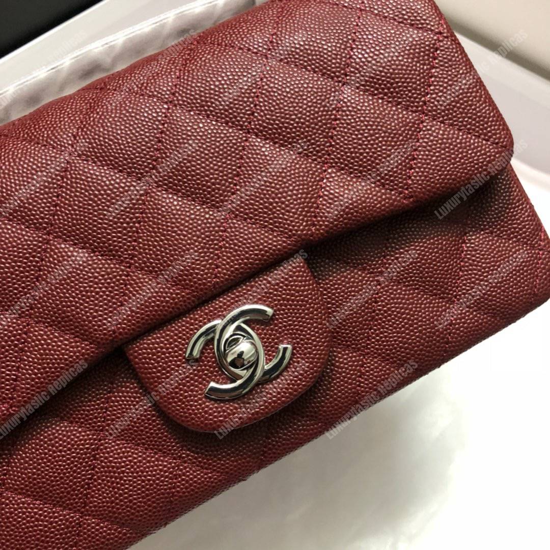 Ch*el mini flap bag maroon