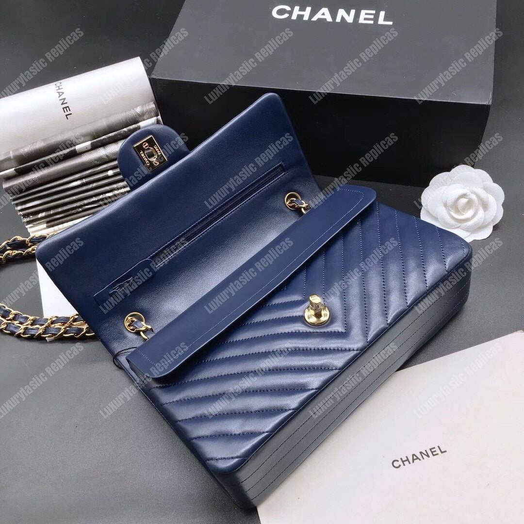 Ch*el classic medium handbag blue
