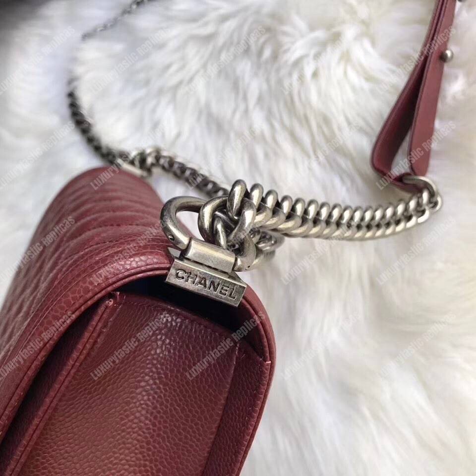 Ch*el boy medium handbag burgundy