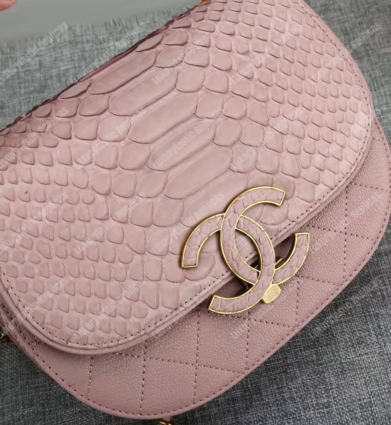 Ch*el medium flap bag with top handle light pink