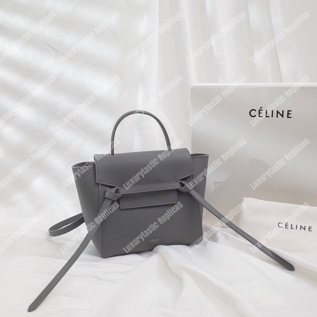 Ce**e nano belt bag in grained calfskin grey