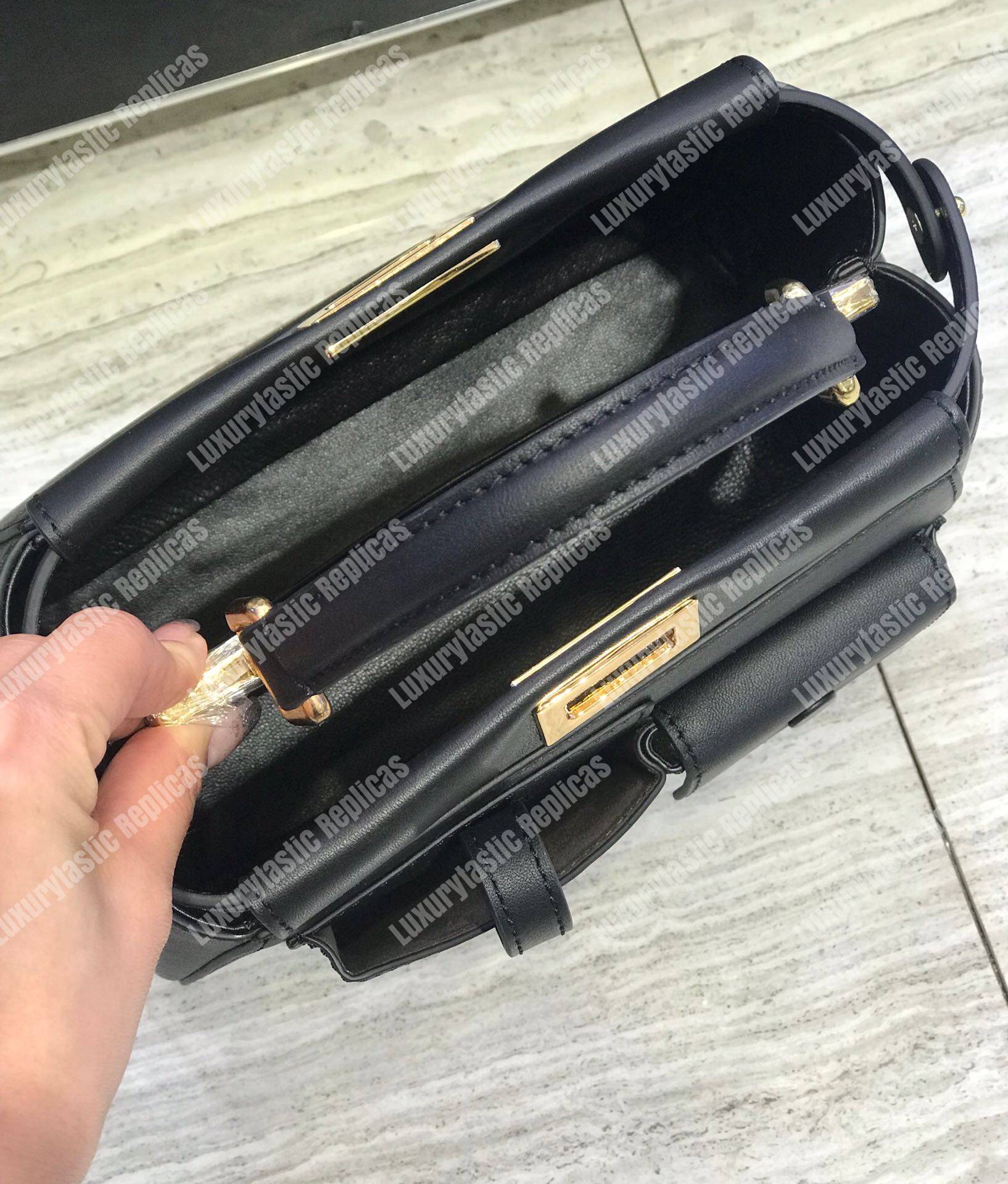 F**di peekaboo iconic mini black leather bag