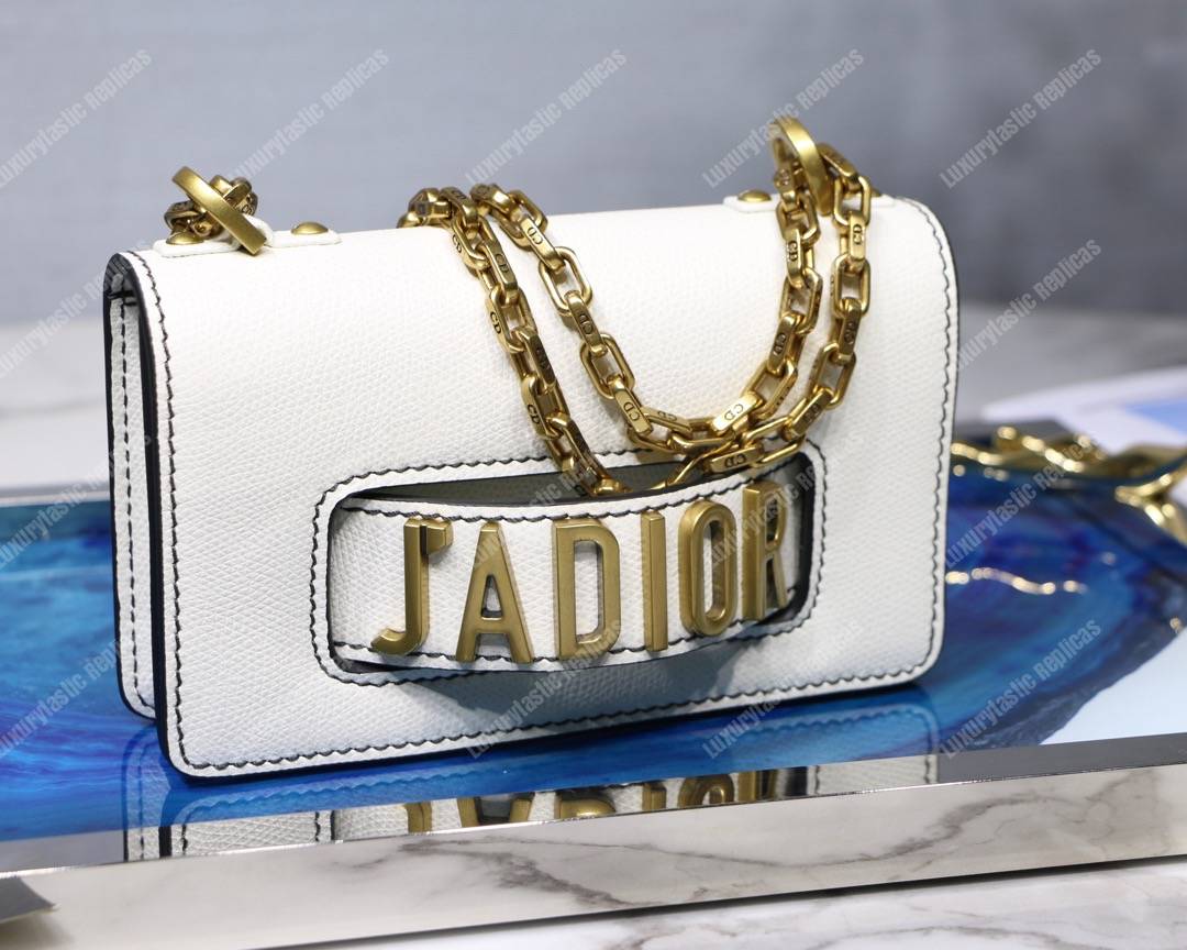 mini j’aD*or calfskin flap bag off-white