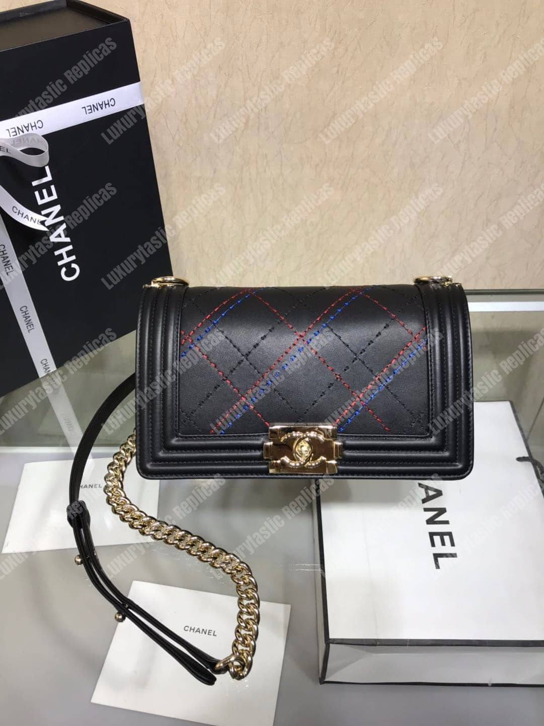 Ch*el medium boy handbag black