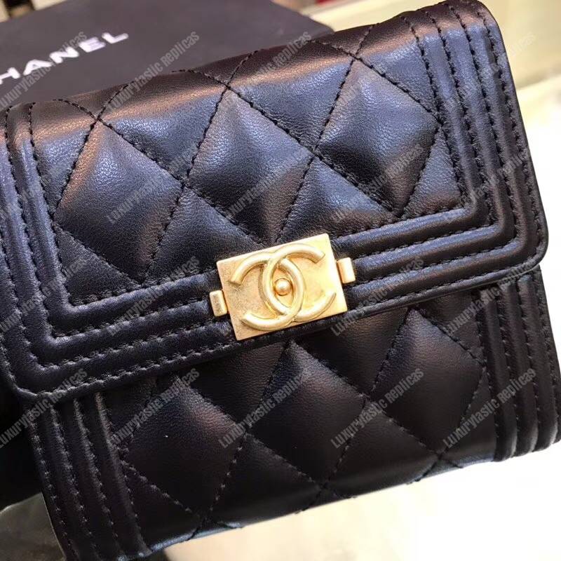 Ch*el boy small flap wallet black