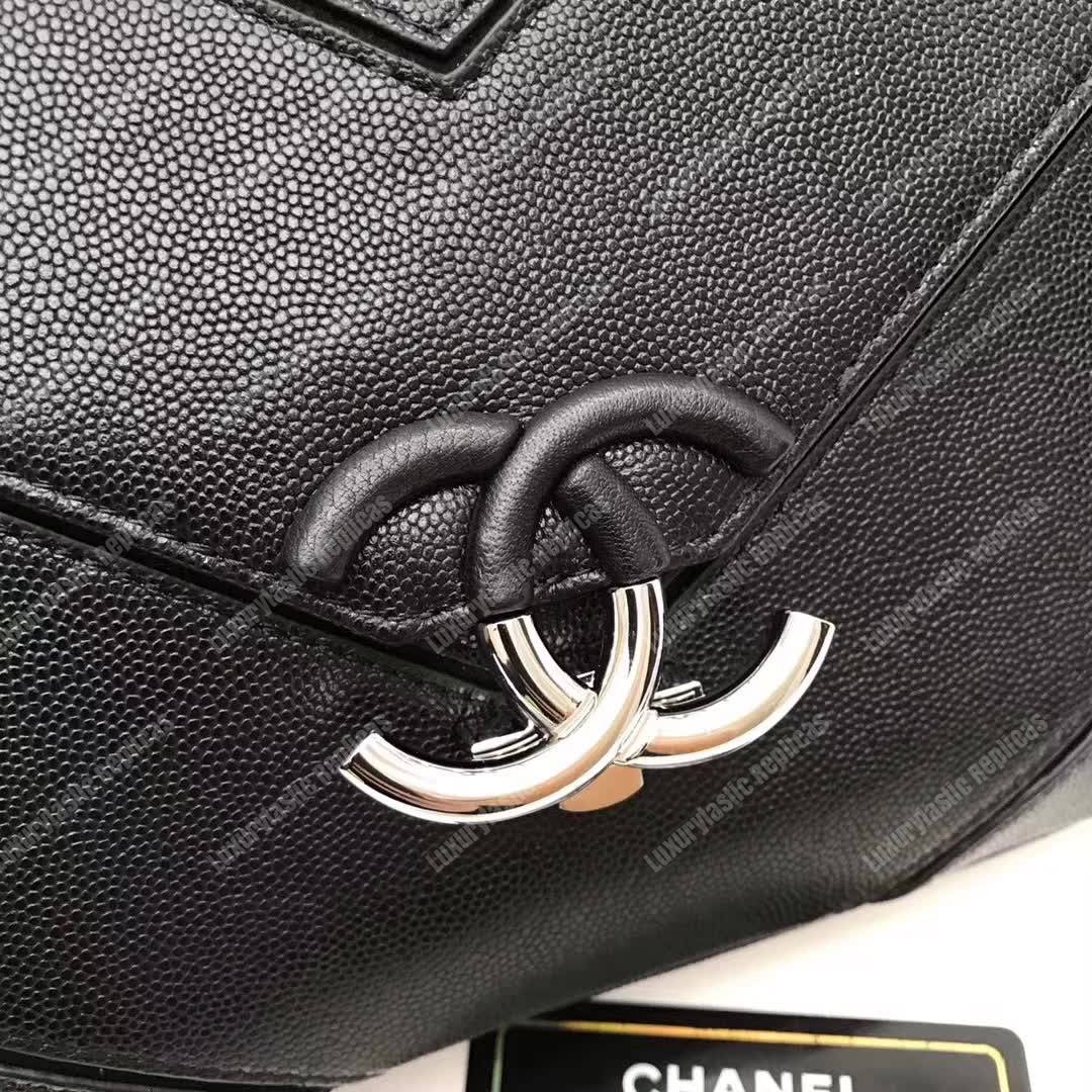 Ch*el medium flap bag black