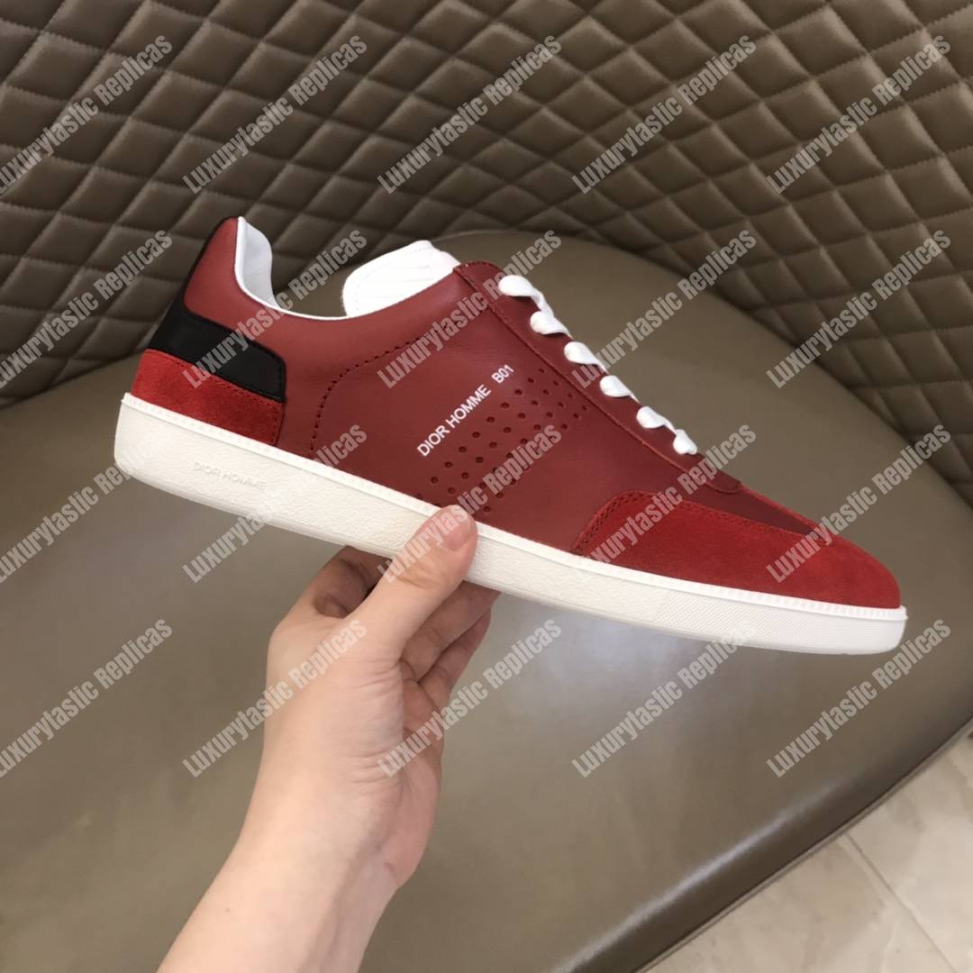 D*or “b01” sneaker red suede calfskin & red smooth calfskin
