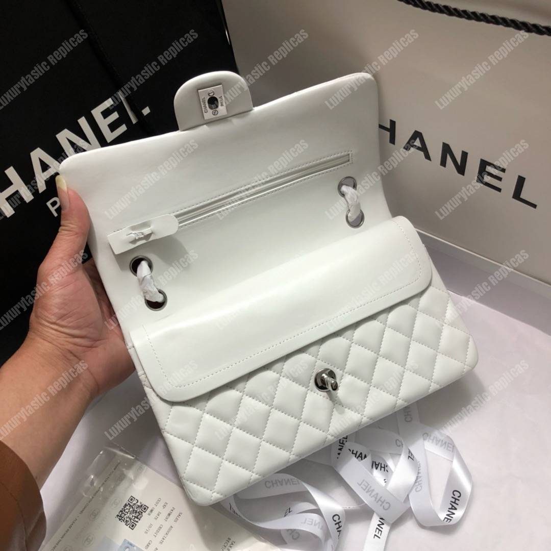Ch*el medium classic handbag white