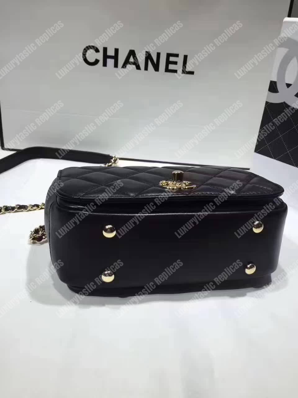 Ch*el small flap bag with top handle black