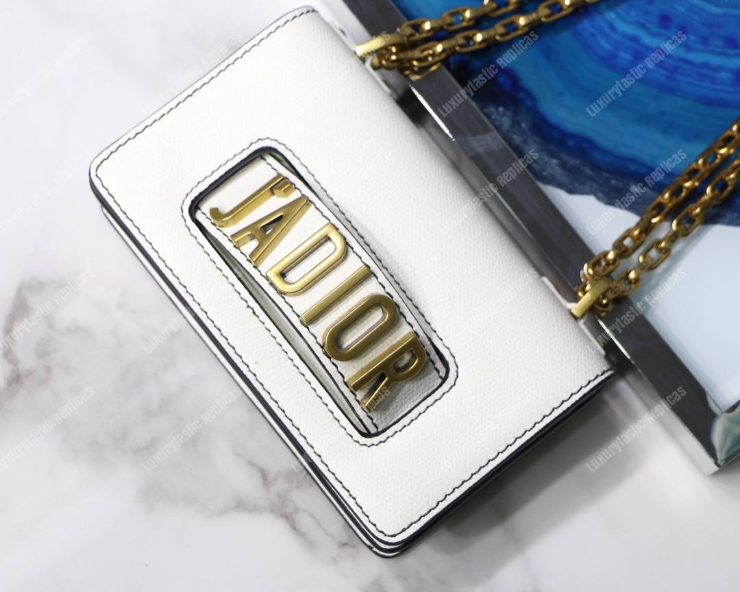 mini j’aD*or calfskin flap bag off-white