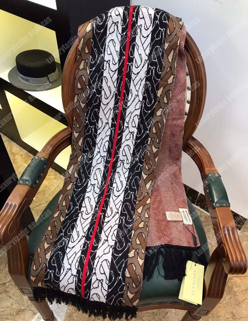 B**rry monogram stripe cashmere scarf