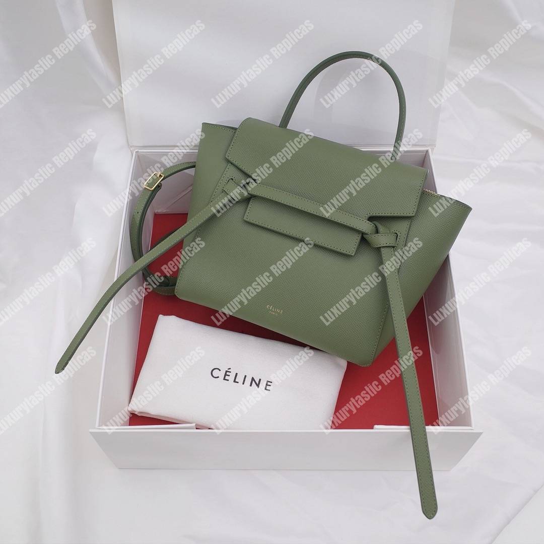 Ce**e nano belt bag in grained calfskin light khaki
