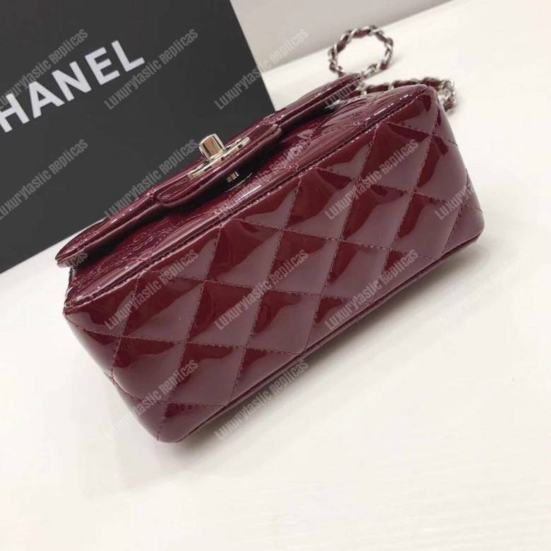 Ch*el mini flap bag burgundy