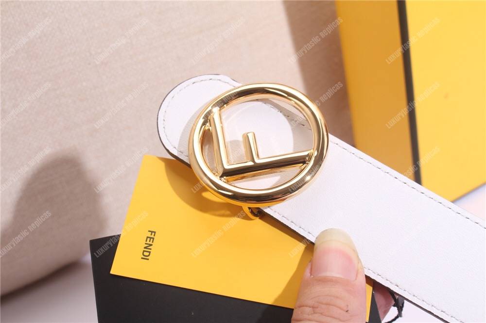 F**di white/caramel leather belt