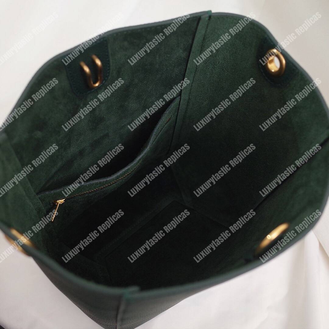 Ce**e sangle small bucket bag in soft grained calfskin amazone