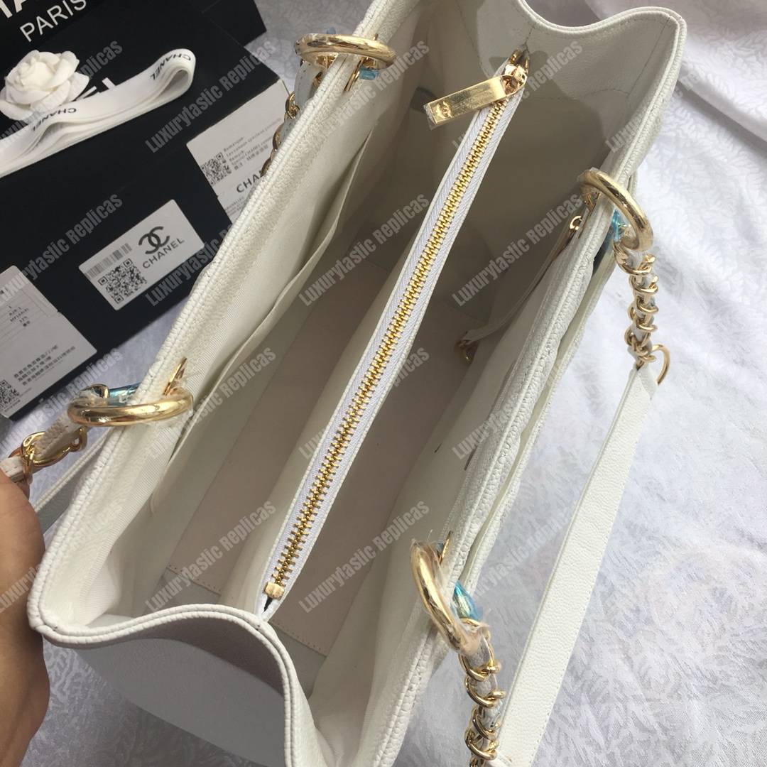 Ch*el large shopping tote white