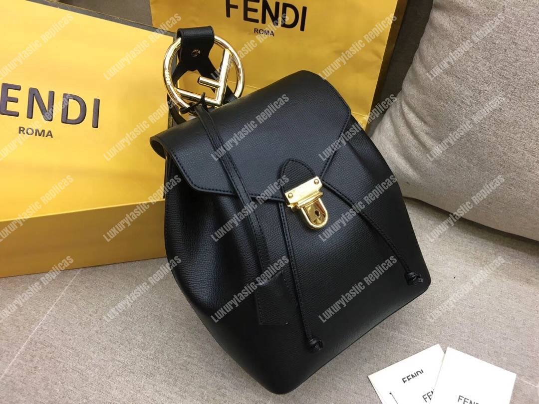 F**di black leather backpack
