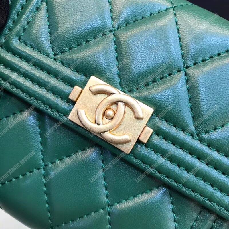 Ch*el boy small flap wallet green