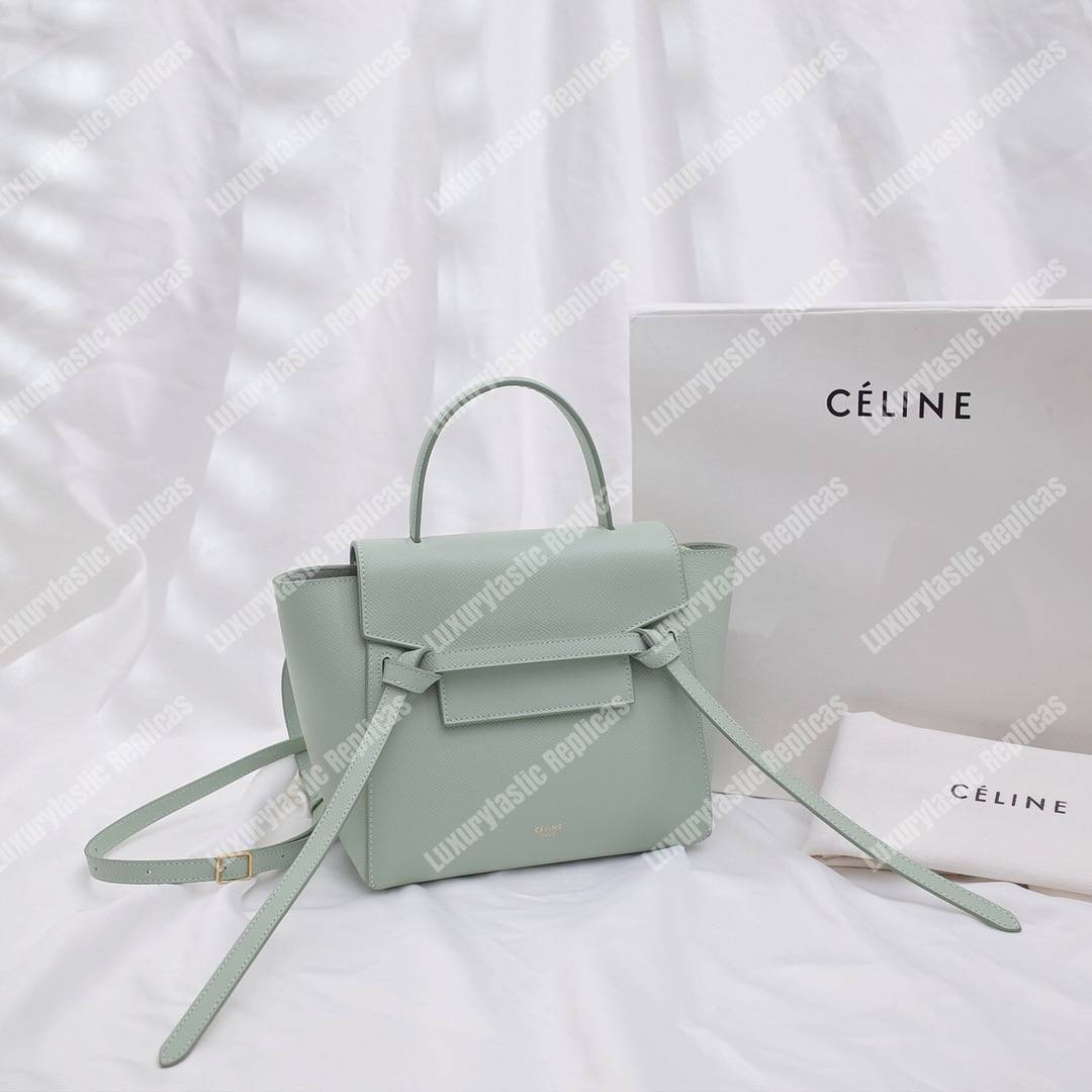 Ce**e nano belt bag in grained calfskin vert d’eau