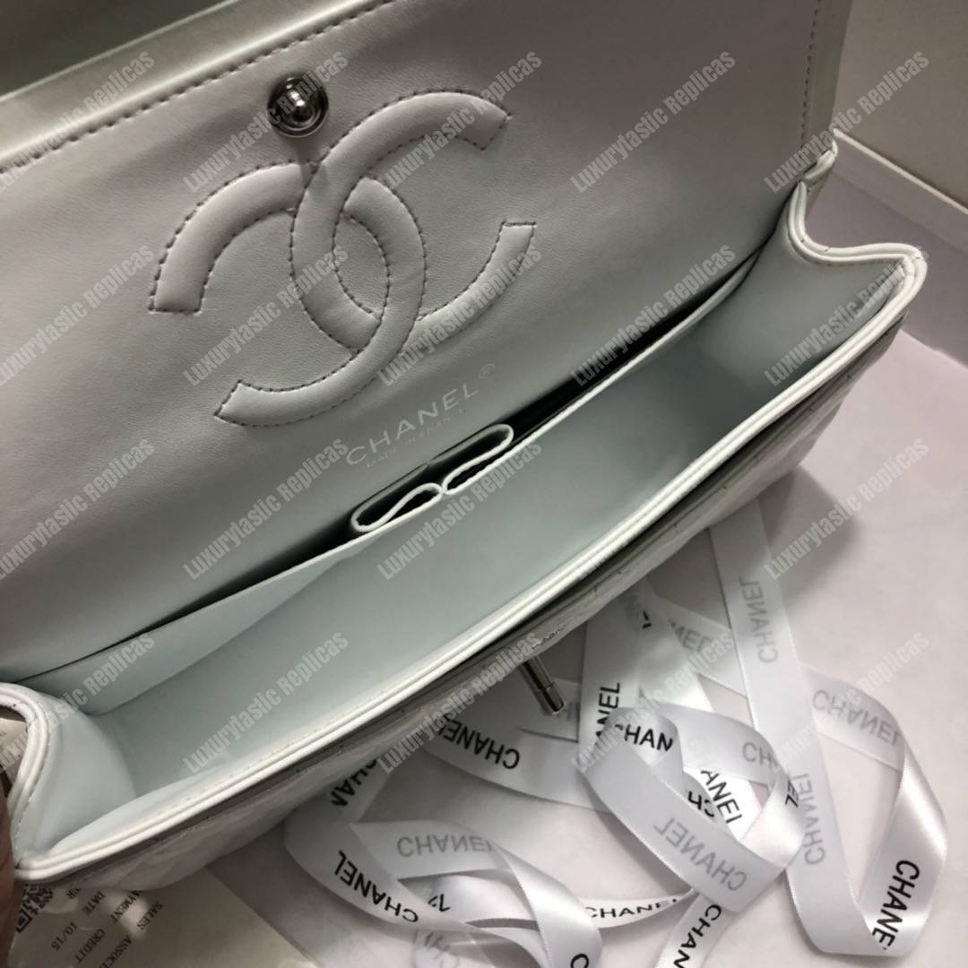 Ch*el medium classic handbag white