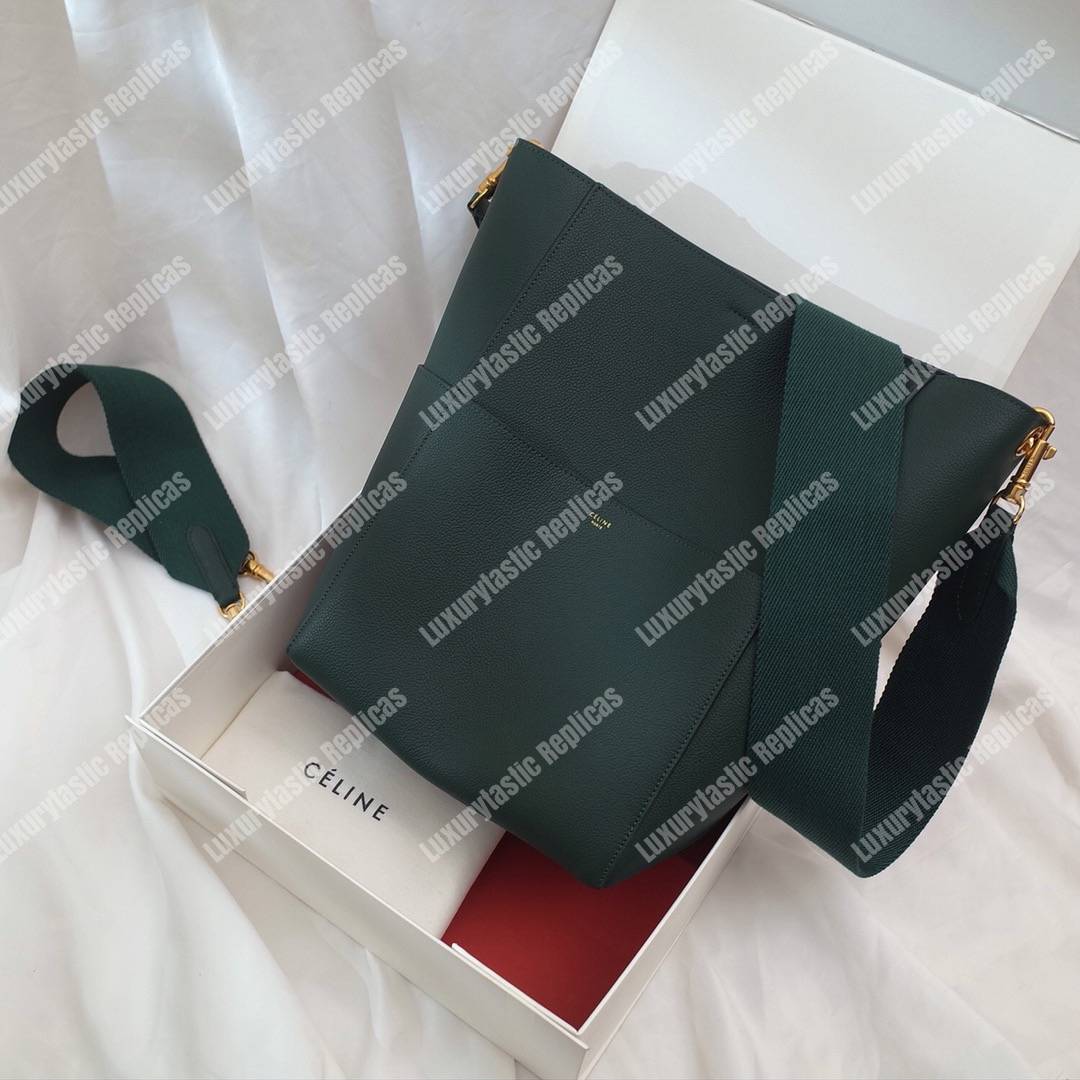 Ce**e sangle bucket bag in soft grained calfskin amazone