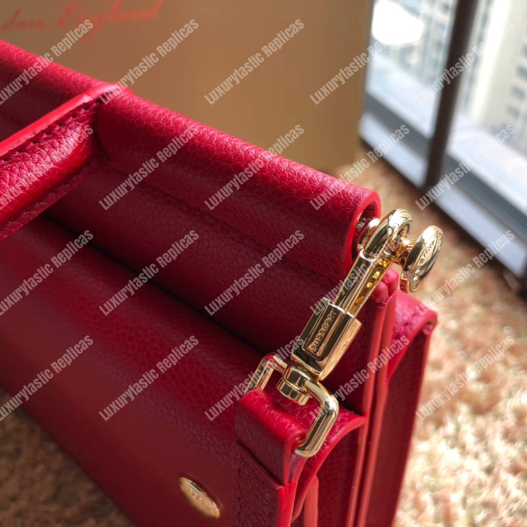B**rry small leather title bag with pocket detail red