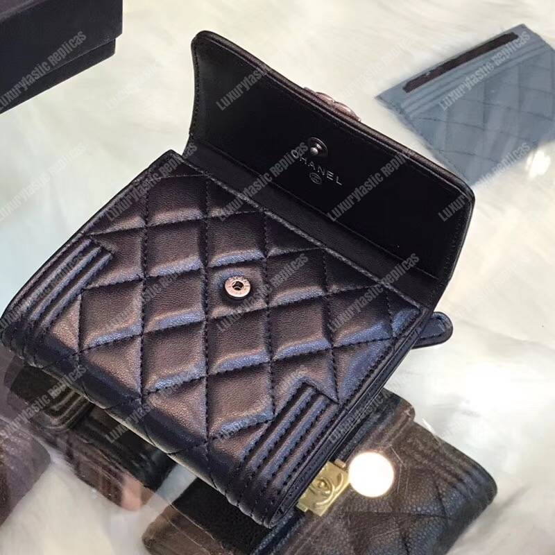 Ch*el boy small flap wallet black