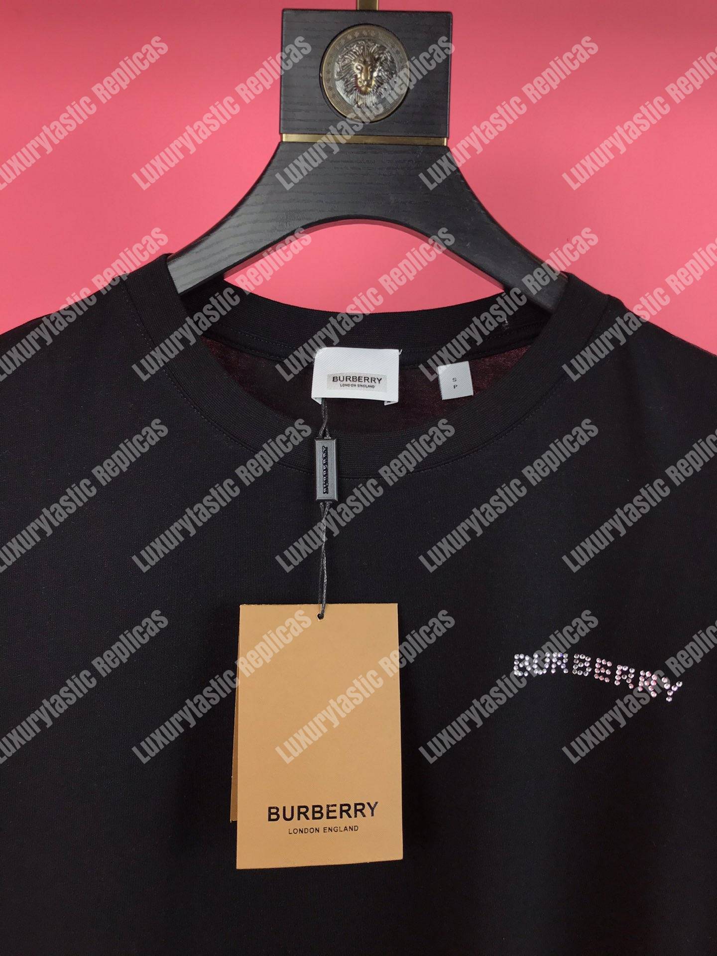 B**rry crystal monogram motif cotton oversized t-shirt black