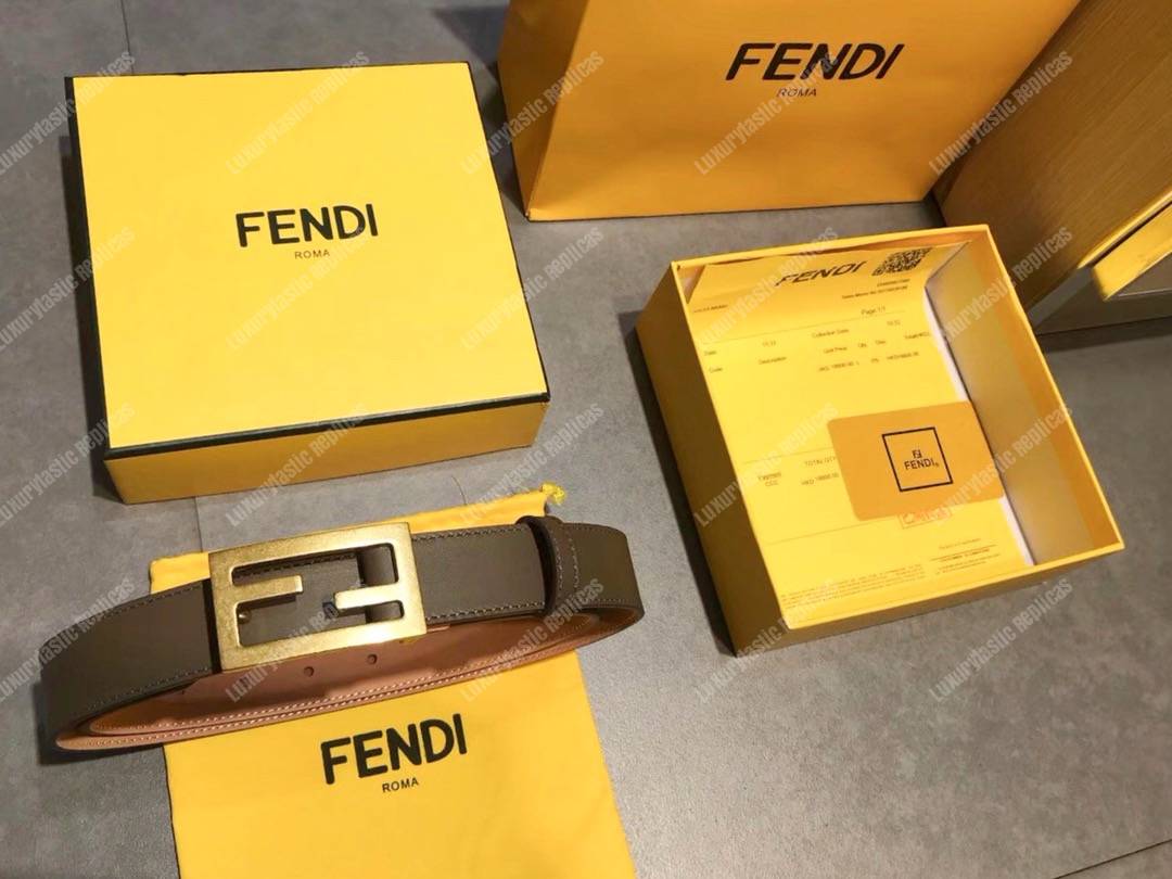 F**di brown leather baguette belt